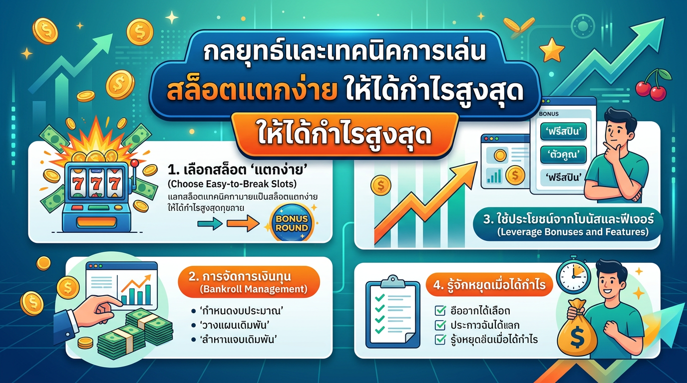 กลยุทธ์และเทคนิคการเล่น สล็อตแตกง่าย ให้ได้กำไรสูงสุด