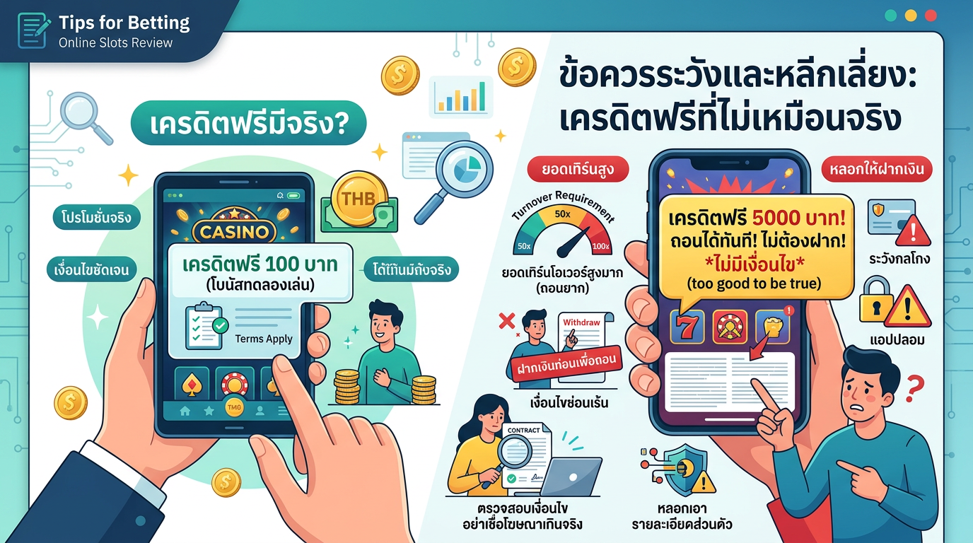 ข้อควรระวังและหลีกเลี่ยง: เครดิตฟรีที่ไม่เหมือนจริง