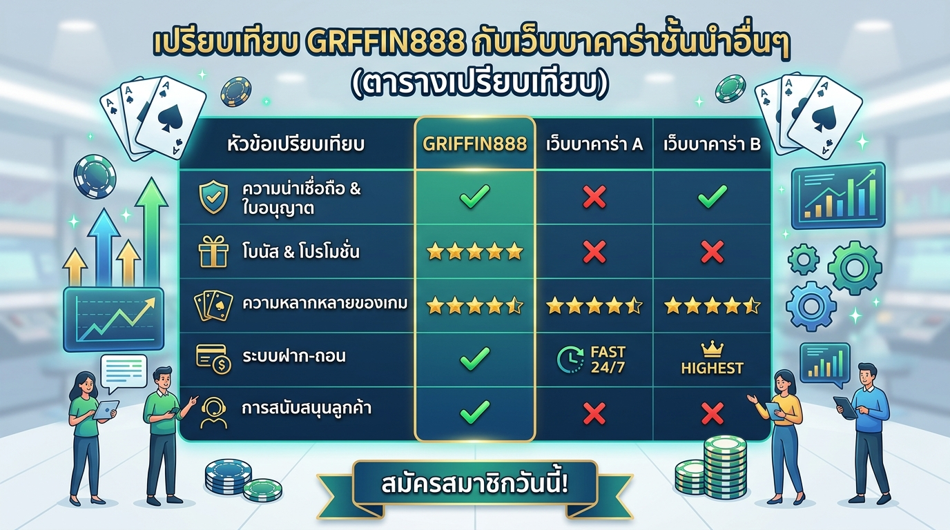 บาคาร่าเว็บไหนดี GRIFFIN888 เปรียบเทียบกับเว็บบาคาร่าชั้นนำอื่นๆ